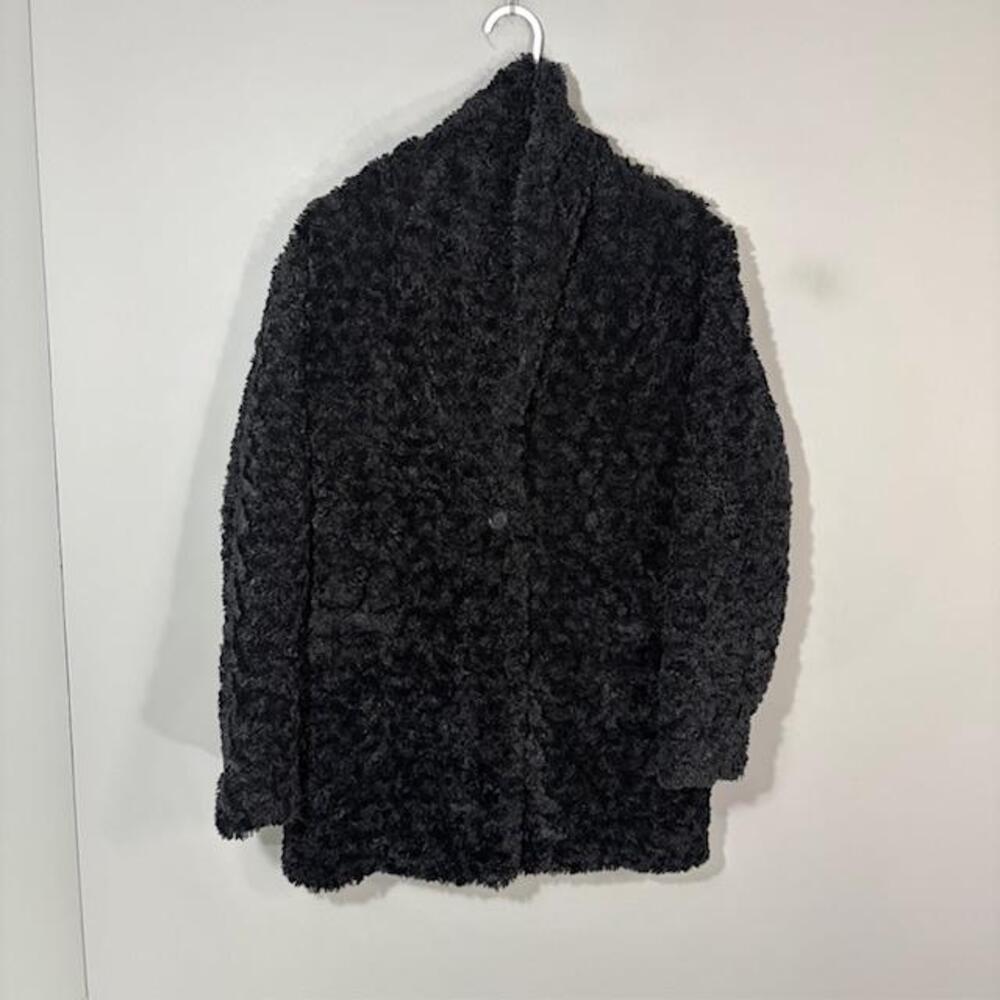 Wilfred Free Coat Womens XXS Black Fuzzy Teddy Faux Fur Button Front Longline